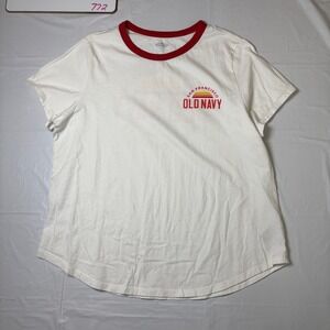 Old Navy EveryWear San Francisco Ringer Tee White Red Graphic Shirt XL Womens